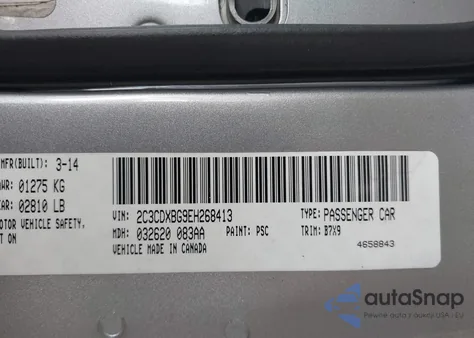 2014 Dodge Charger Se из США, поврежденный, VIN 2C3CDXBG9EH268413